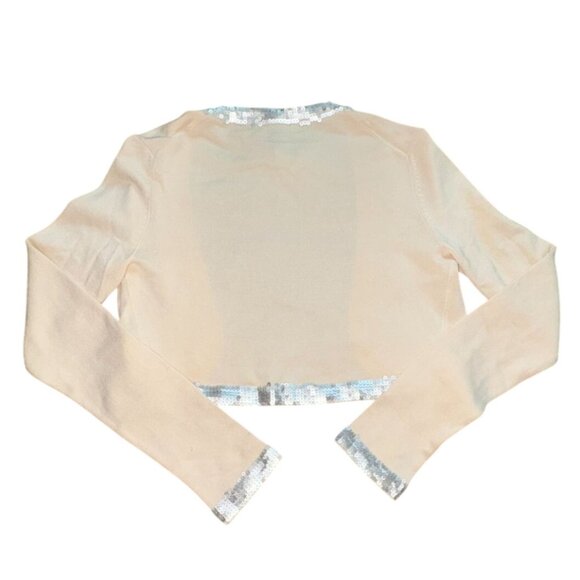 International Concepts Petite Womens SIlk Sequin Trim Cardigan Shrug-Cream-NWT(f - Picture 5 of 5